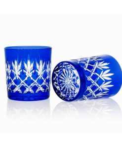 Alternative view of 2 gobelets à Whisky bleu taille Ananas