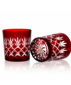 Alternative view of 2 gobelets à Whisky rouge taille Ananas